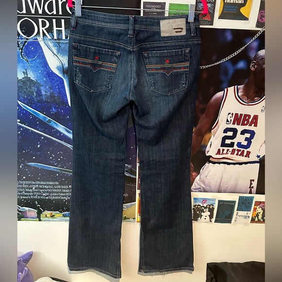 DIESEL women's bebel b.c. stretch flare jeans with embroidered pockets. W28 L32. - Picture 4 of 10